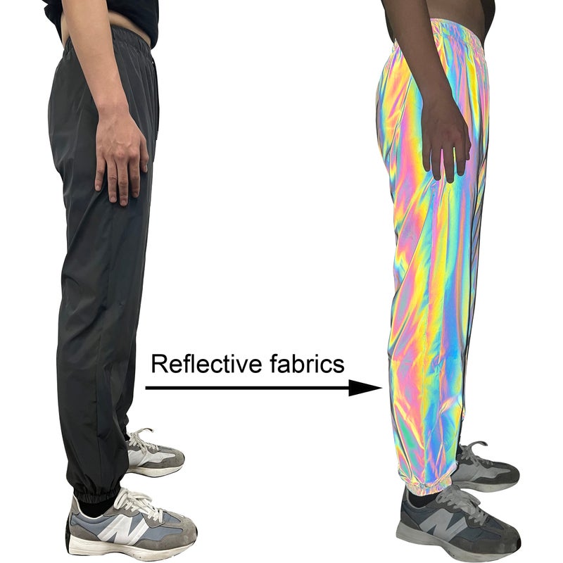LZLRUN Rainbow Reflective Shorts Pants Men Fluorescent Trousers Casual Night Jogger (L, Pants) - Image 5